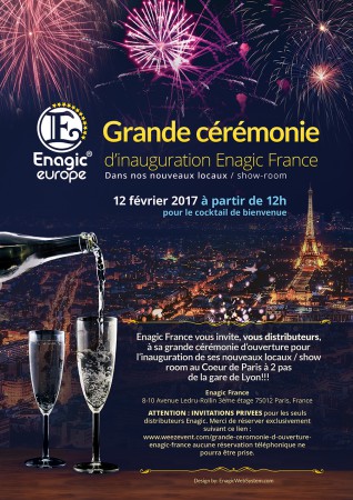 Flyer for Enagic Paris new Office Grand Opening small